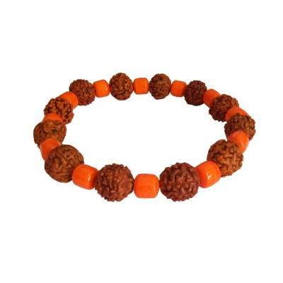  Rudraksha Bracelet Orange Coral by Menjewell